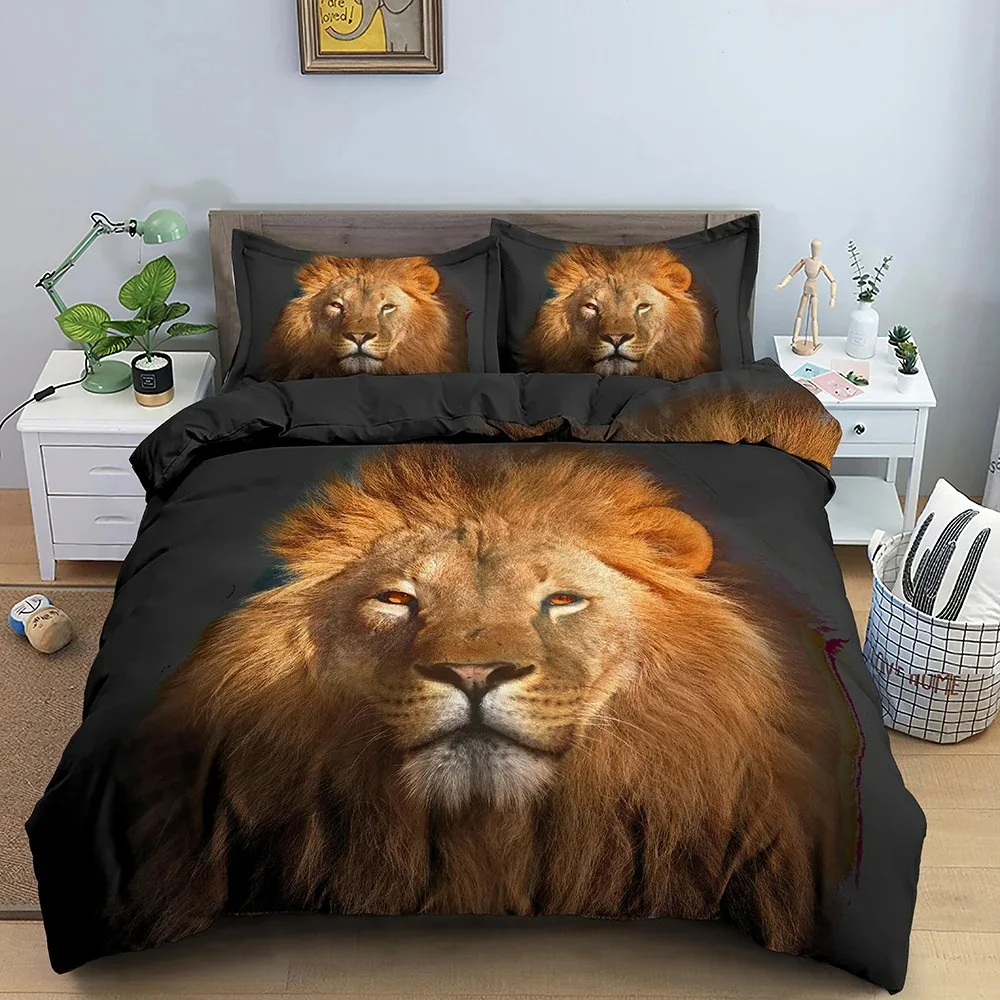 Tiger  Ferocious Animal Bedding Set Boys Girls Twin Queen Size Duvet Cover Pillowcase Bed Kids Adult Fashion Home Textileextile