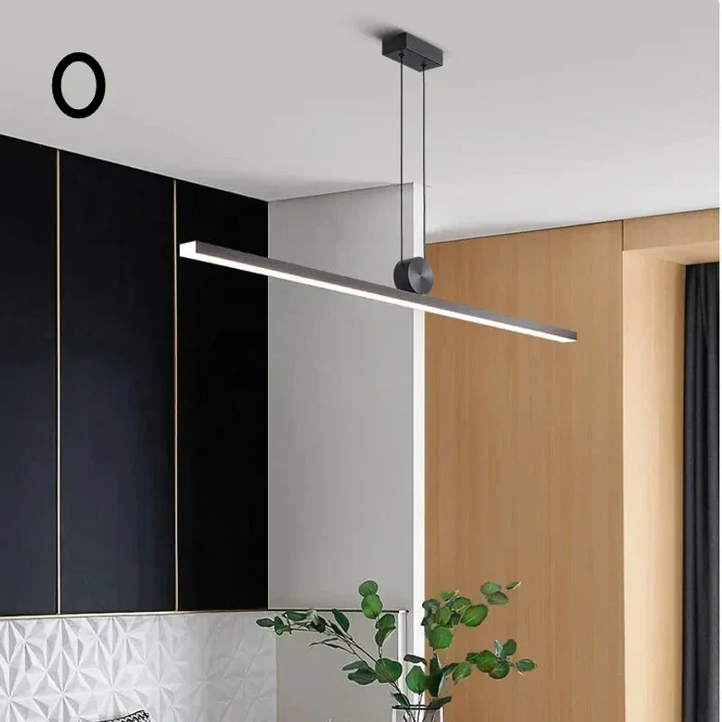 Luz colgante minimalista para restaurante, luces largas de comedor europeas, diseño negro, cobre