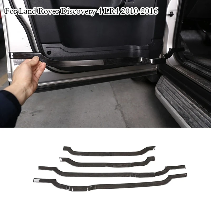 

For Land Rover Discovery 4 LR4 2010-2016 Black Wood Grain ABS Car Door Decorative Strips Trim interior Protect Accessories 4pcs