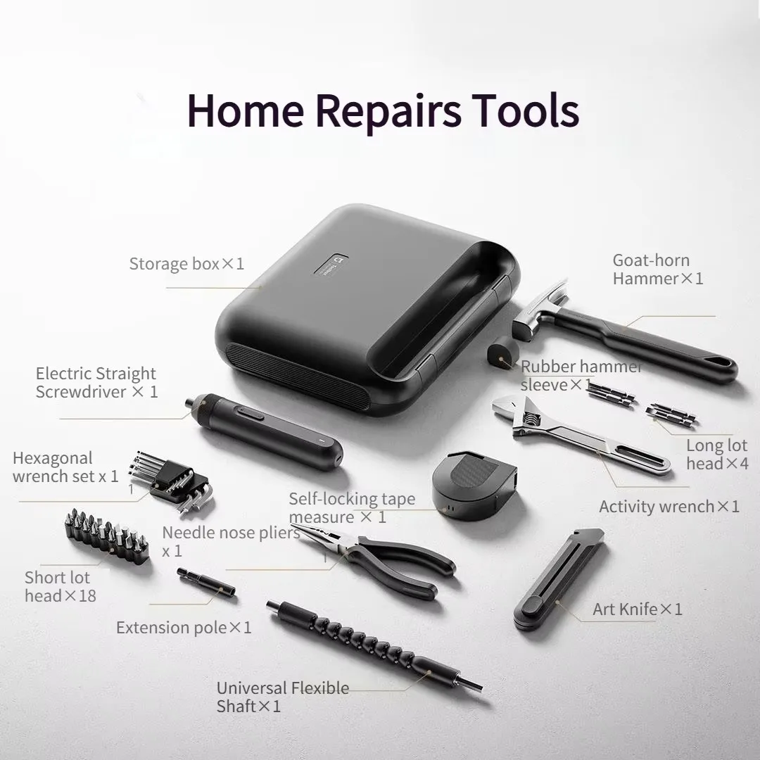 Xiaomi Mijia Power Tool Combo Kits Electric Screwdriver Self-lock Tape Measure Pliers Wrench Home Household DIY Hand Tool Kits