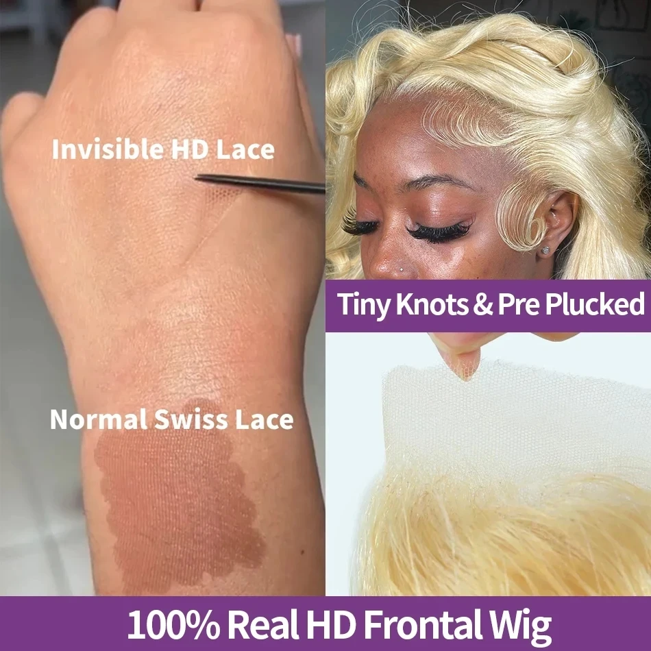 613 Hd الدانتيل الباروكة الأمامية 40 بوصة الجسم موجة خصلات الشعر المستعار الإنسان 13x6 الملونة شقراء 100% جودة الشعر البشري الرطب والمموج الدانتيل شعر مستعار أمامي