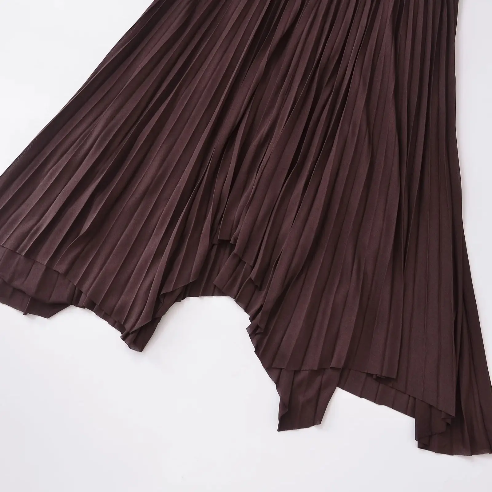 TRAF Long Pleated Skirts for Women Spring Fall Chic Elastic A Line Elegant Office Ladies Luxury Midi Skirt 4813/824