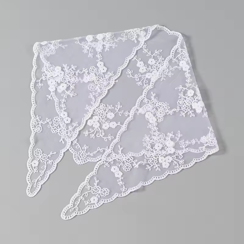 Elegant Lace Scarf Hollow Out Embroidery Foulard Bandana Solid Color Triangular Scarf Thin Vintage HandkerChiefs for Hair Woman - Image 34