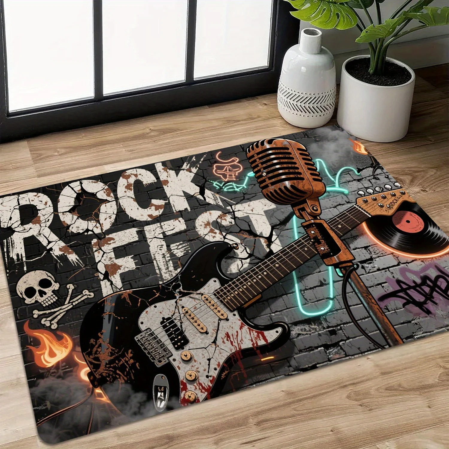 Flannel Sponge  Drip Molding, Weighing Per Square Meter Thickness of 10Mm. A Decorative Mat Featuring a Rock Element