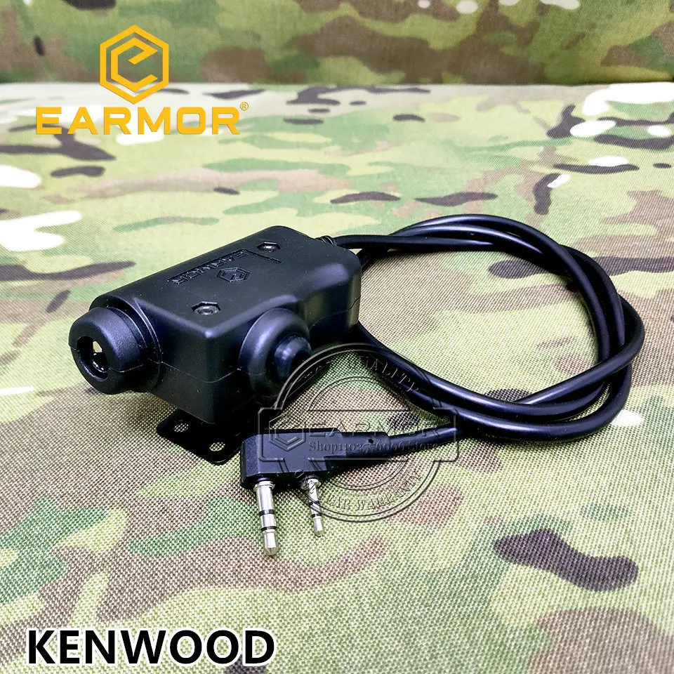 EARMOR M51 PTT Adapter Airsoft Tactical Headset PTT Adapter Kenwood Phone Plug 3.5MM AUX Tactical Headset Accessory