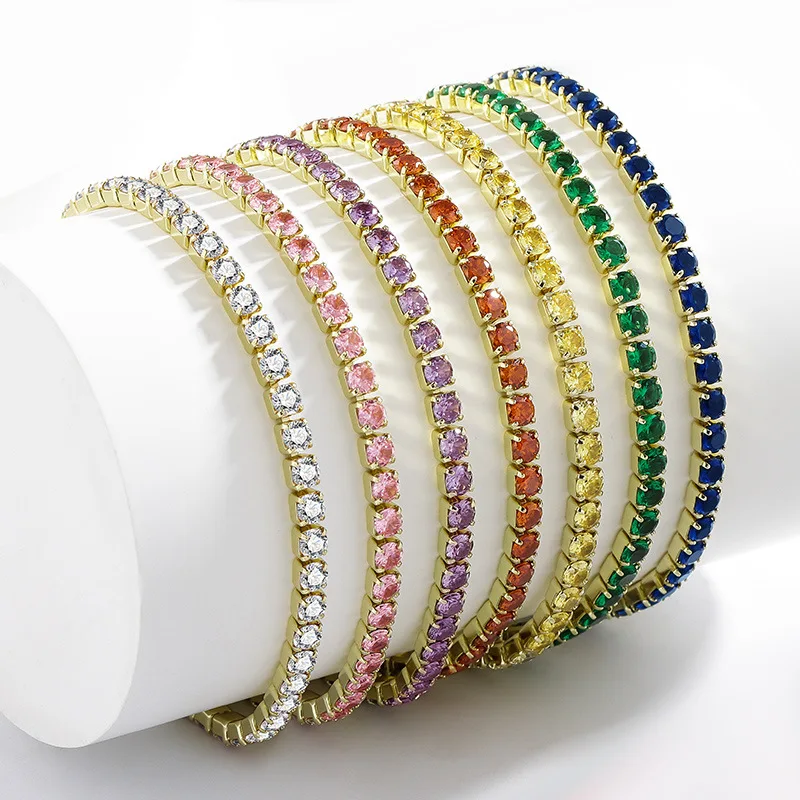 Luxury 925 Sterling Silver Zircon Bracelet for Women, Colored Diamond Bangle, Starry Sky Bracelet Jewelry