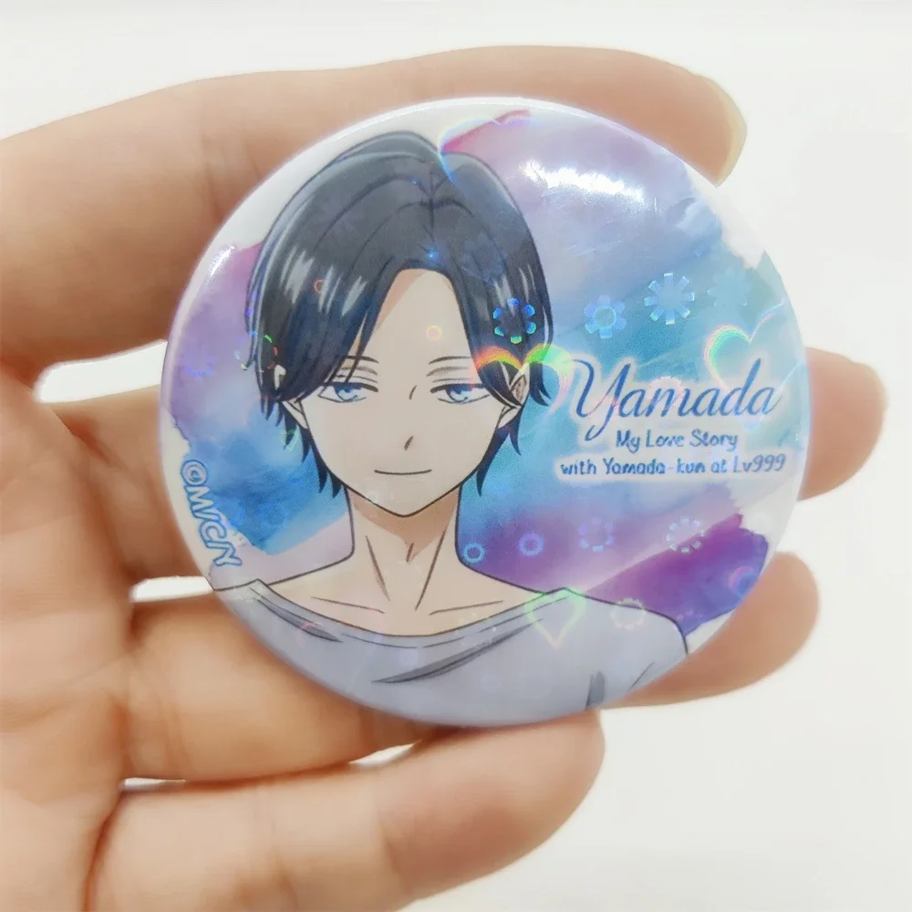 Anime Yamada-kun At Lv999 Fancy Laser 58mm Brooch Figure Backpack Decoration Cosplay Collections