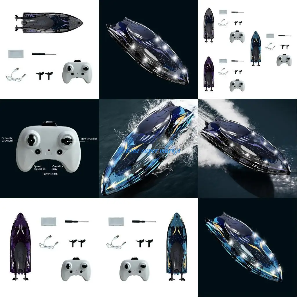 

090B 2.4G Лодка 20 км/ч Радиоуправление с дистанционным управлением Высокоскоростной корабль со светодиодной подсветкой Водная