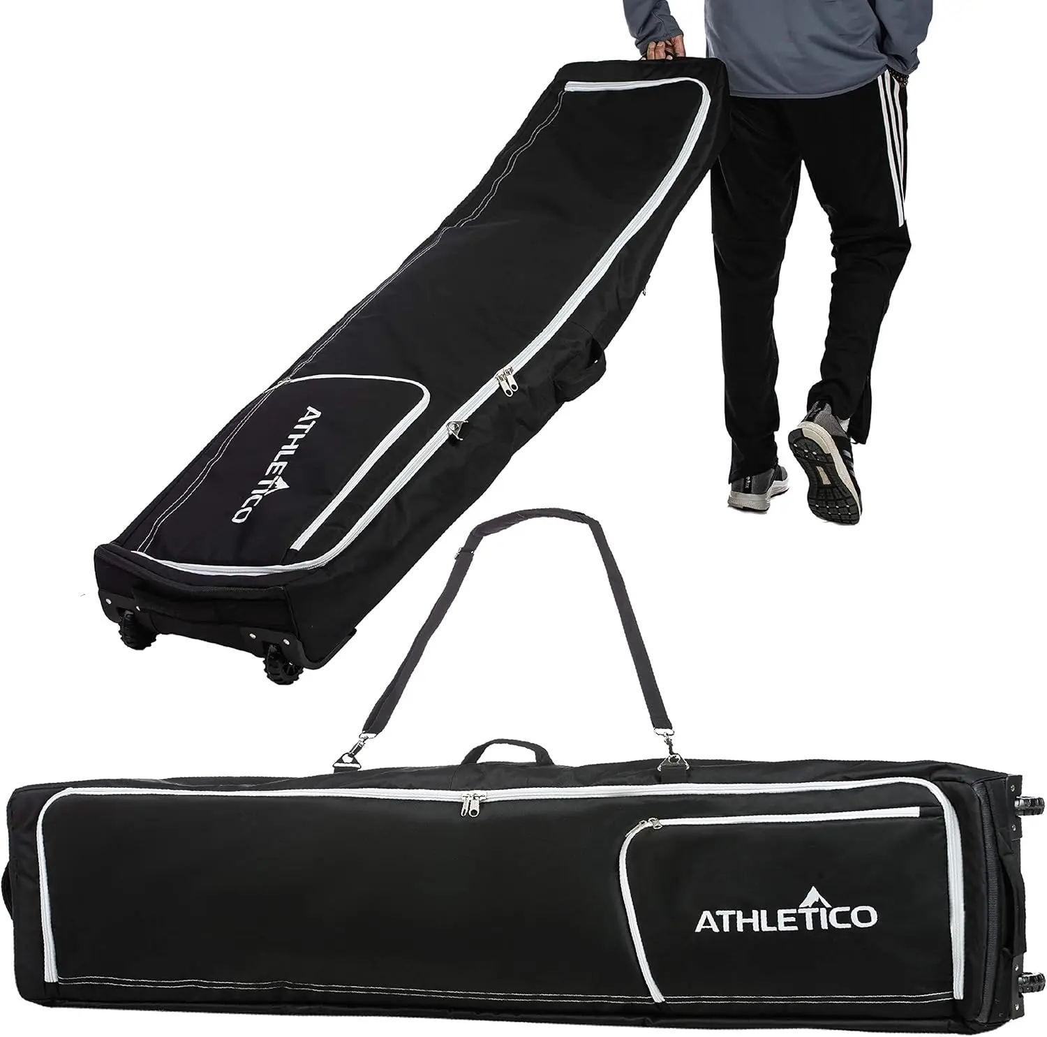 

Padded Rolling Ski Bag with Wheels for Air Travel - Durable and Convenient Storage Solution