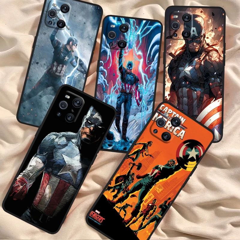 

Captain America Marvel Cool For OPPO Find X6 X5 X3 A54S A5 A94 A16 A53S A57 A74 A72 A98 A78 A96 A9 5G Black Cover Phone Case