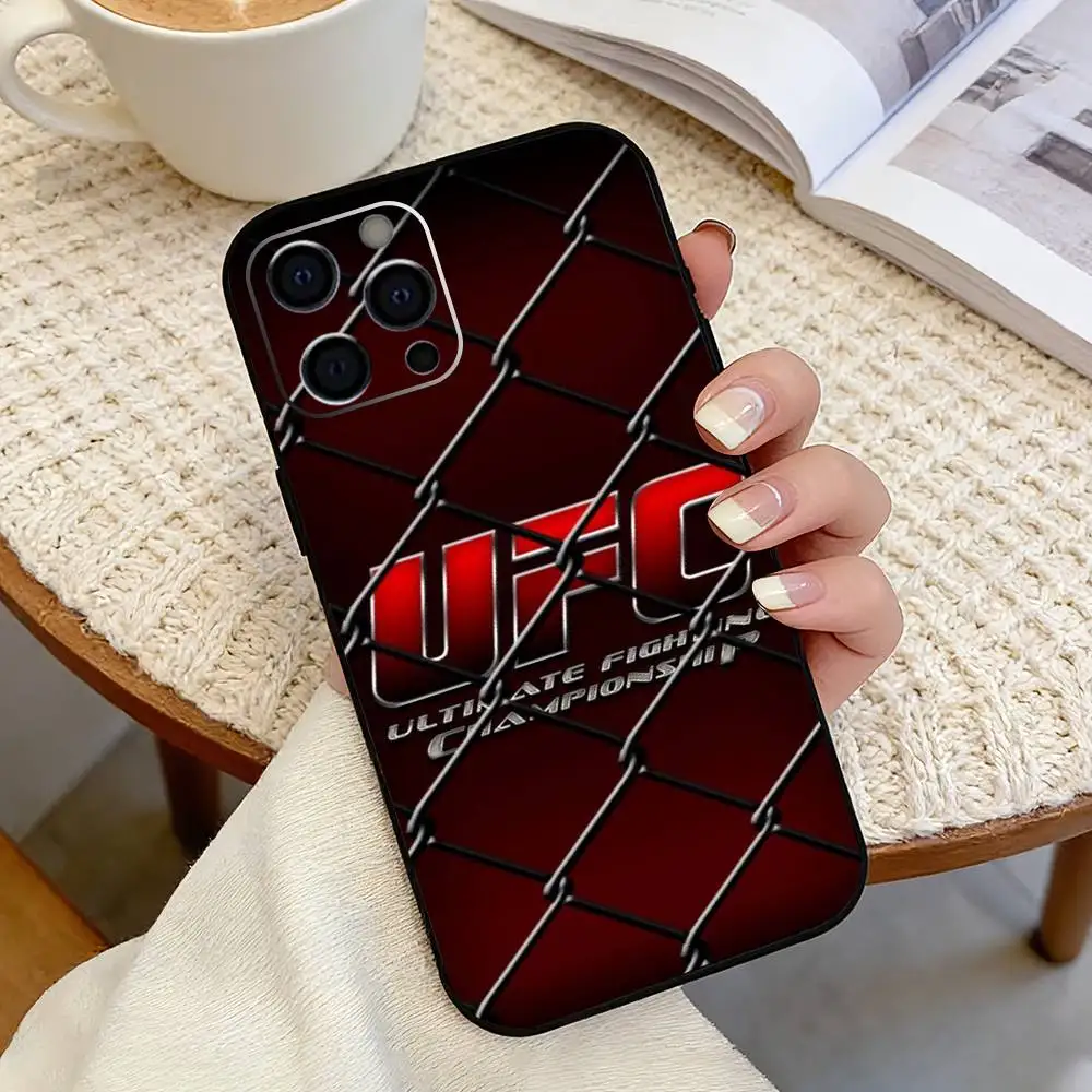 C-Combat For U-UFC Logo Phone Case For iPhone 17,16,15,14,13,12,11 Plus,Pro Max,XS,Soft Silicone Black Cover