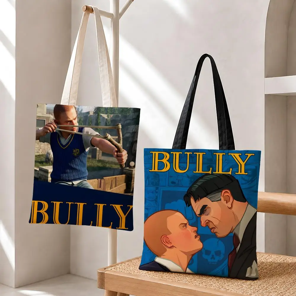 Game Bully Video Game Storage Bags Fashion Cotton 12/16oz Canvas Tote Bag Eco Friendly Reusable Large Capacity Shopping Bag