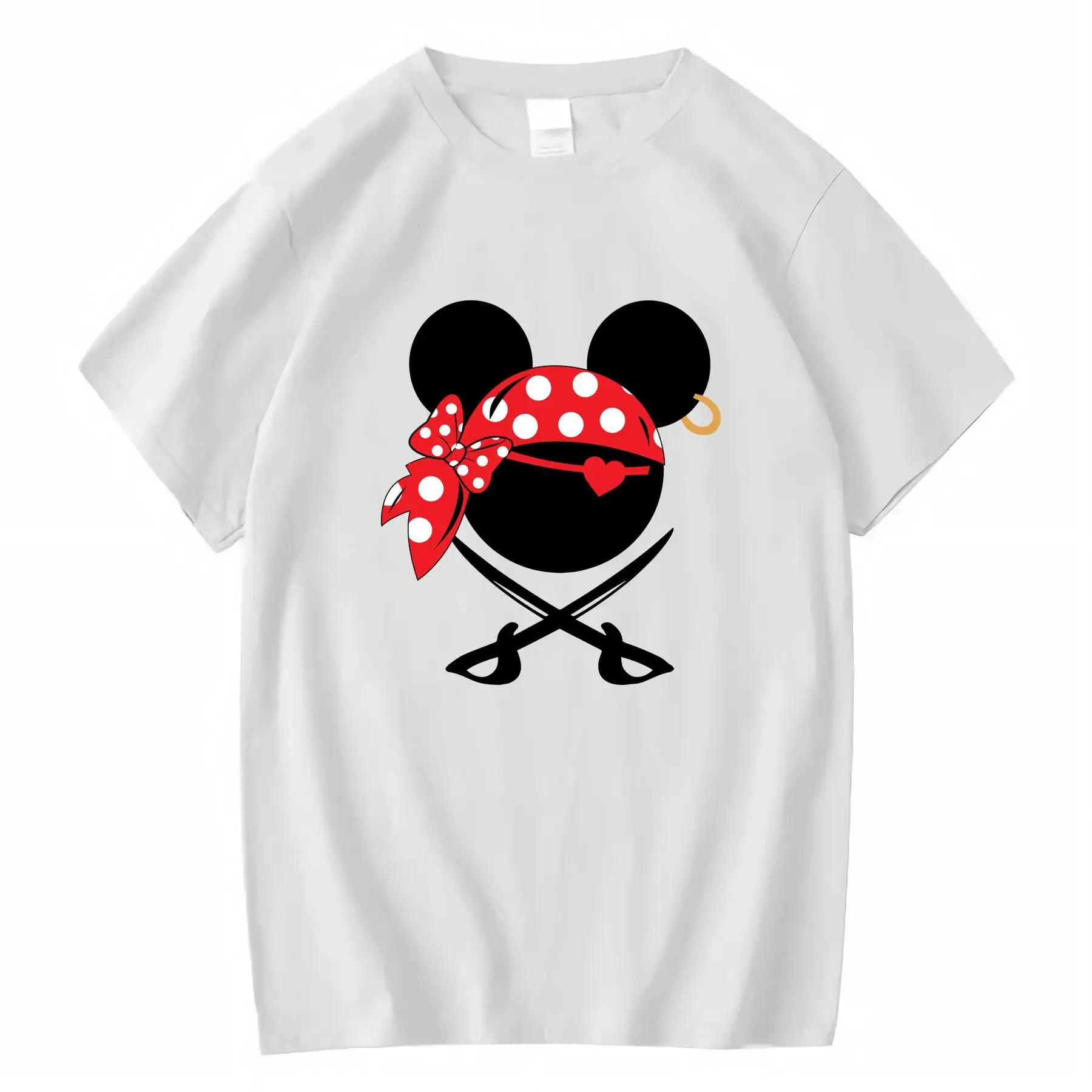 

Футболка с круглым вырезом Disney Pirate, Микки и Минни Маус 100, подходит для всех сезонов, винтажная стираная футболка с рисунком, универсальная, повседневная