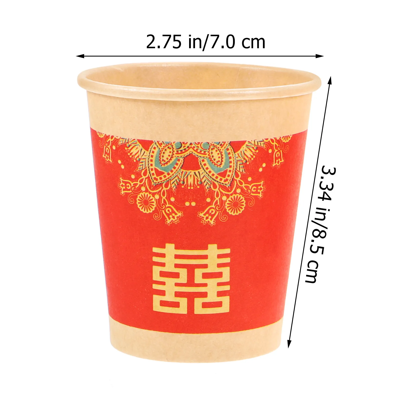 50Pcs Wedding Paper Cups Festive Single Use Beverage Cups for Wedding Party Outdoor Banquet Juice Wine Service