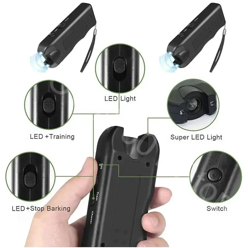 Ultrasonic Automatic Bark Stopper Handheld Dog Bark Suppressor with LED Light Repeller Trainer Battery Powered for All Size Dogs view 4