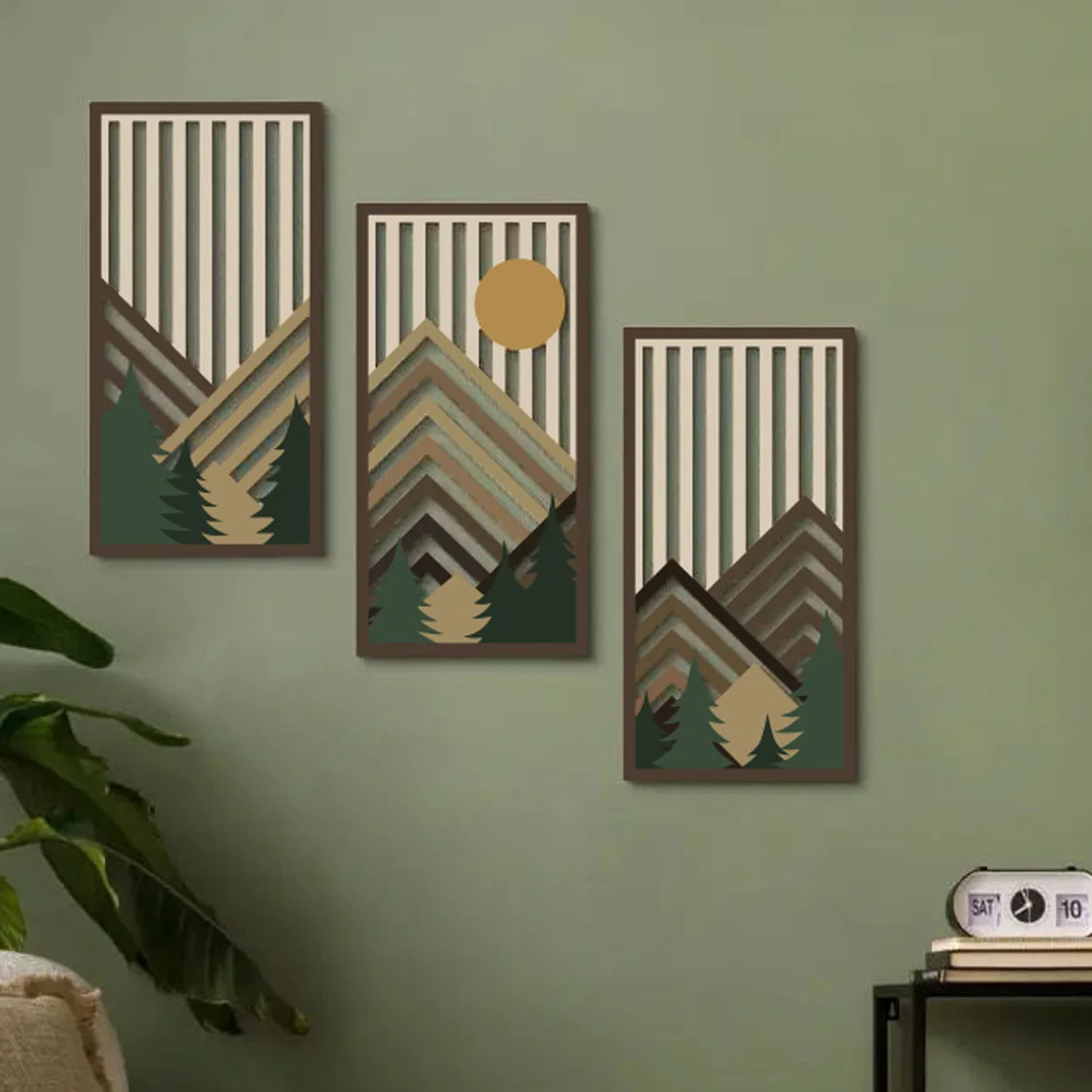 3pcs Hollow Wooden Wall Decor Set, Hanging Wooden Signs Wall Art Decoration Crafts