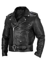 Fashion Leather Jacket Slim Fit Stand Collar PU Jacket Male Anti-wind Motorcycle Lapel Diagonal Zipper Jackets