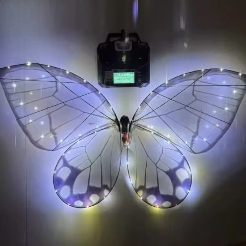 Wedding indoor LED bionic butterfly remote control flapping drone for wedding music festival decoration