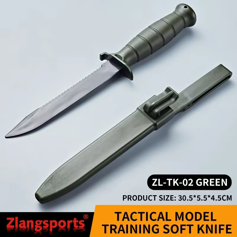 Zlang Trainingsmesser mit feststehender Klinge, ABS-Griff, TPE-Softklinge, Gummi-Militärtrainingsmodellmesser