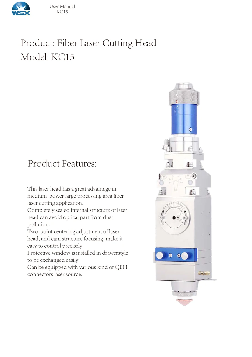 TLF WSX KC15  Head WSX  Cutting Head 2KW Manual Focus Fiber  Cutting Head