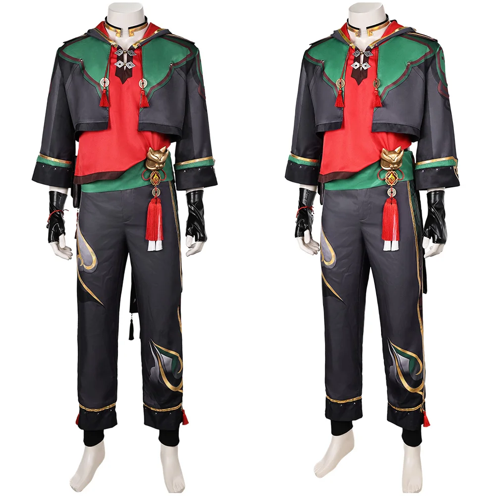 Genshin Impact Gaming Cosplay Traje, Fantasia, Anime Game, Disfarce, Casaco, Calças, Dia das Bruxas, Carnaval, Fato de festa, Meninos, Homens, Adulto