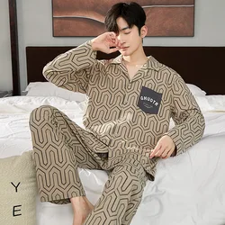 2023 Cotton Cardigan Sleepwear for Men High Quality Pajamas Set Autumn Spring Korean Fashion Nightwear pijamas for men Freeship