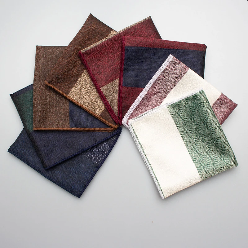 Stylish Gentleman's Suit Pocket Square Retro Striped Handkerchief Wedding Banquet Square Handkerchief Suit Accessory