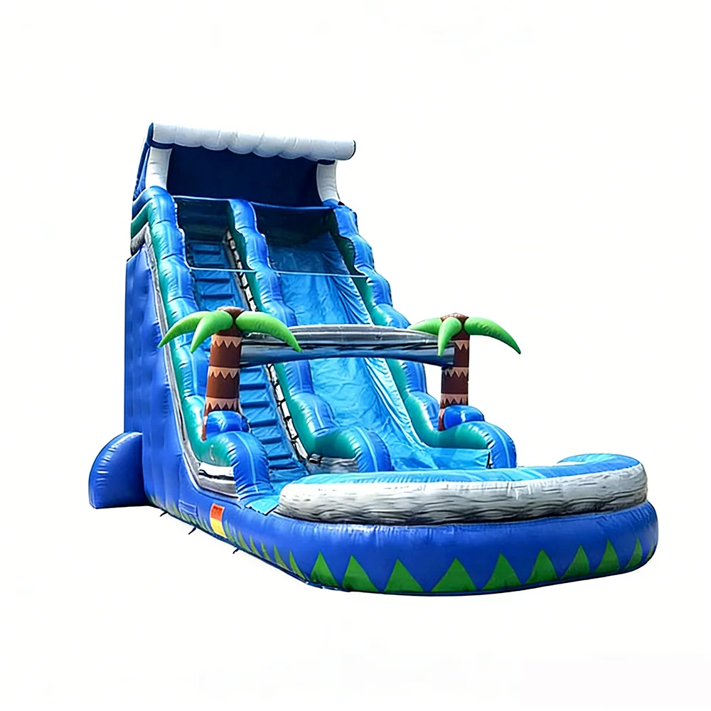 Giant Tropical Palm Tree Inflatable Water Slide for Outdoor Swimming Pools Amusement Park Castle