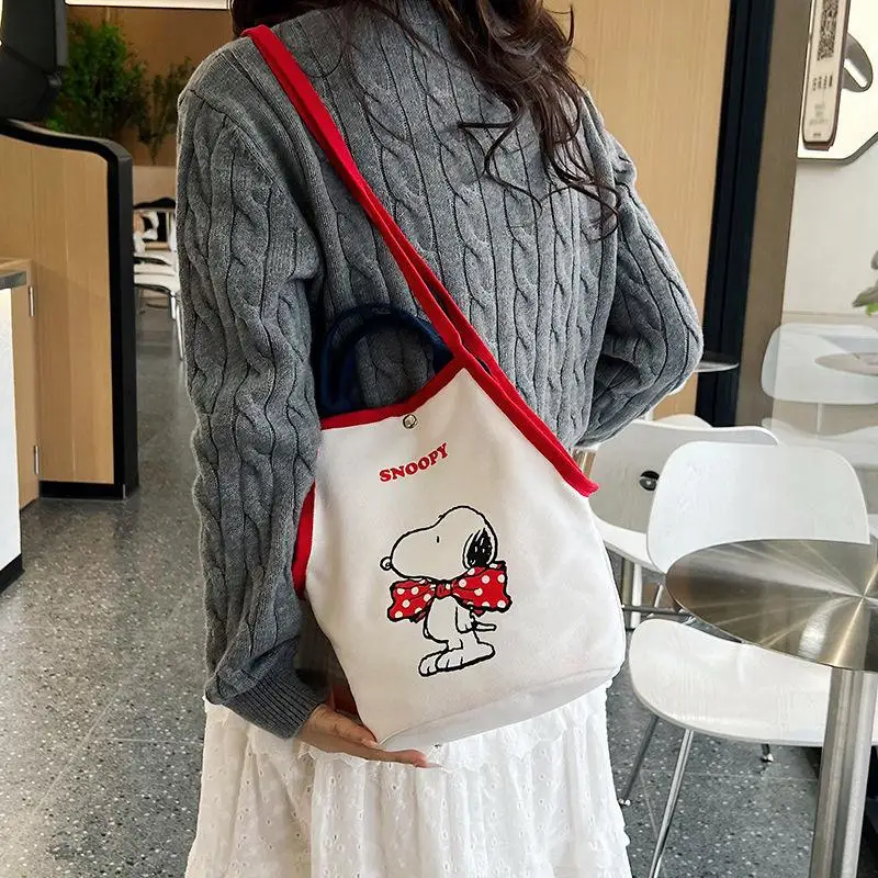 2024 Kawaii Snoopy Handbag Shoulder Bag Printed Crossbody Bag Commuting Shopping High-Capacity Fashion Birthday Gift For Girls