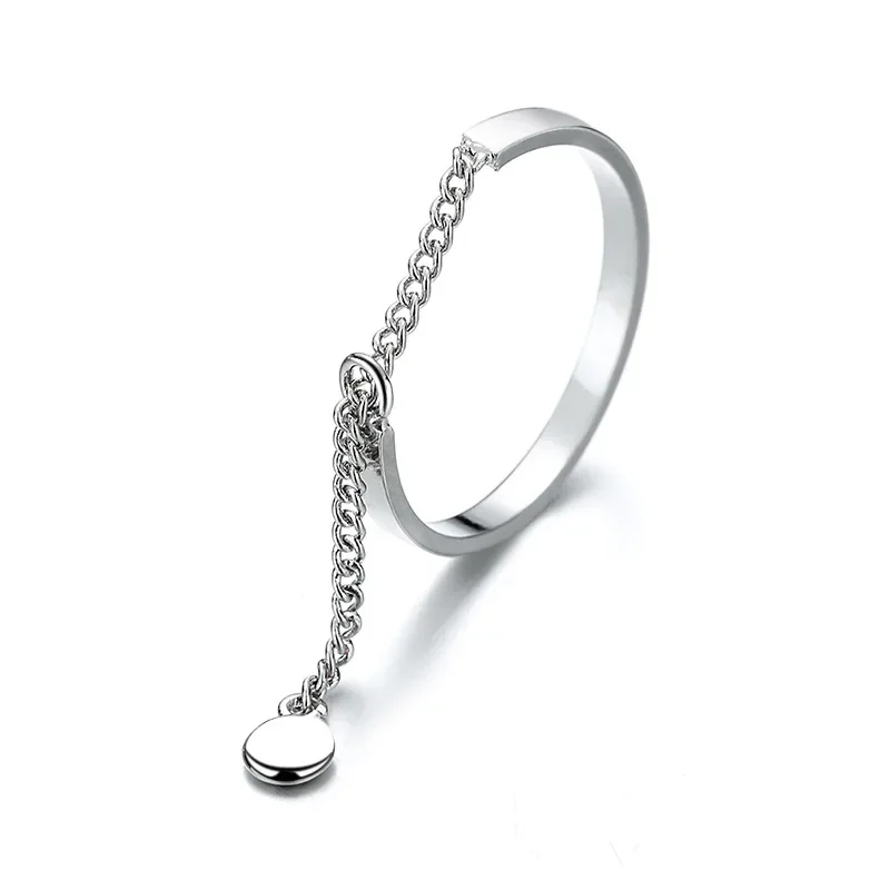 A Girl 1Pcs Chain Tassels Ring Adjustable Simple Korean Fashion Women Party Ring Finger Korean Silver Color Jewelry image 6