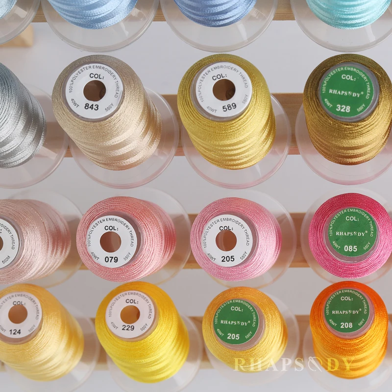 40 Polyester Embroidery Thread 550yd Filament Threads High Strength Sheen For Brother/Babylock/Janome Machine Sewing Home Thread