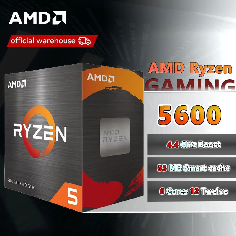 AMD New R5 5600 Ryzen 5 5600 R5 5600 3.5 GHz 6-Core 12-Thread CPU 7NM L3=32M 100-000000927 Socket AM4 Box with fan