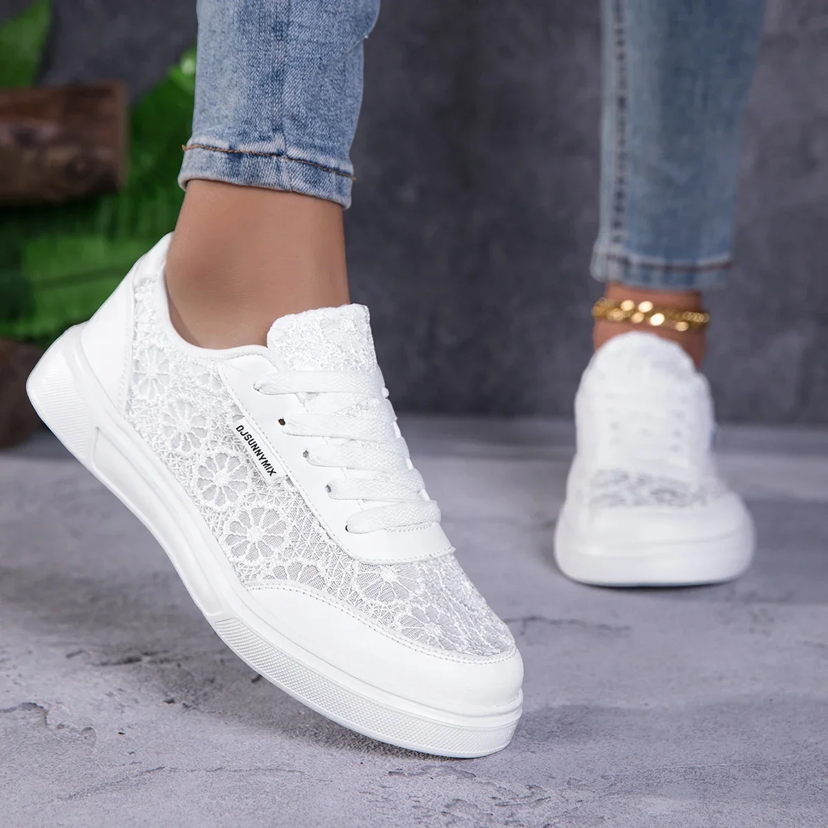 DJSUNNYMIX Zapatos de mujer, zapatos vulcanizados, zapatillas blancas, ligeras, atléticas, transpirables, cómodas, zapatos de skate
