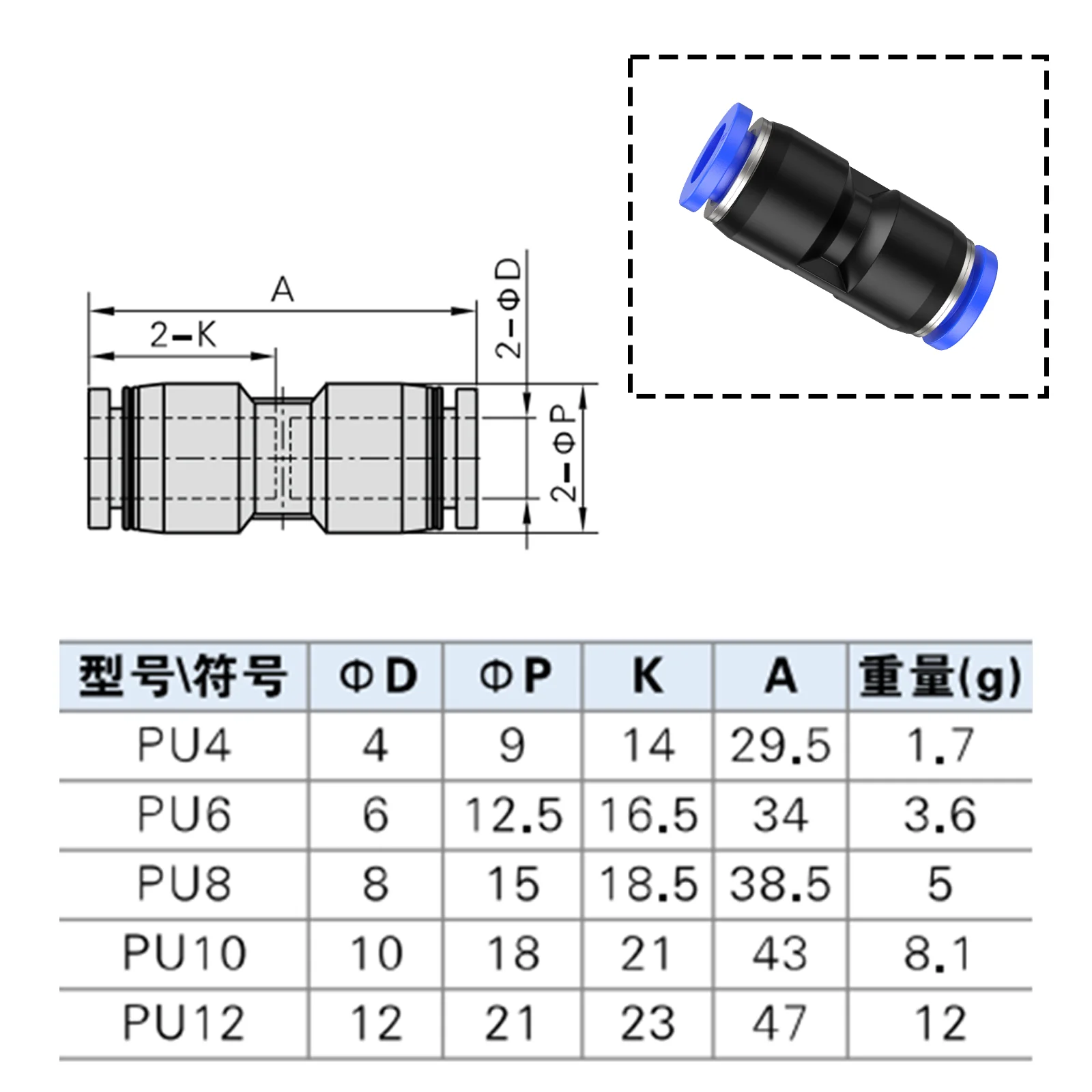 Juego de conectores rápidos para camión de 10 Uds., conector rápido para manguera de aire de acoplamiento de coche directamente a través del conector de tubo PU4/6/8/10/12/14/16mm