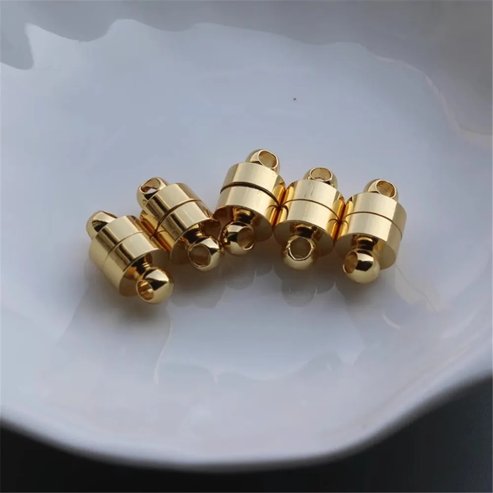 18K Gold Barrel-Shaped Iron Buckle, DIY Accessories, Bracelet, Necklace, Magnet Connection, 6mm