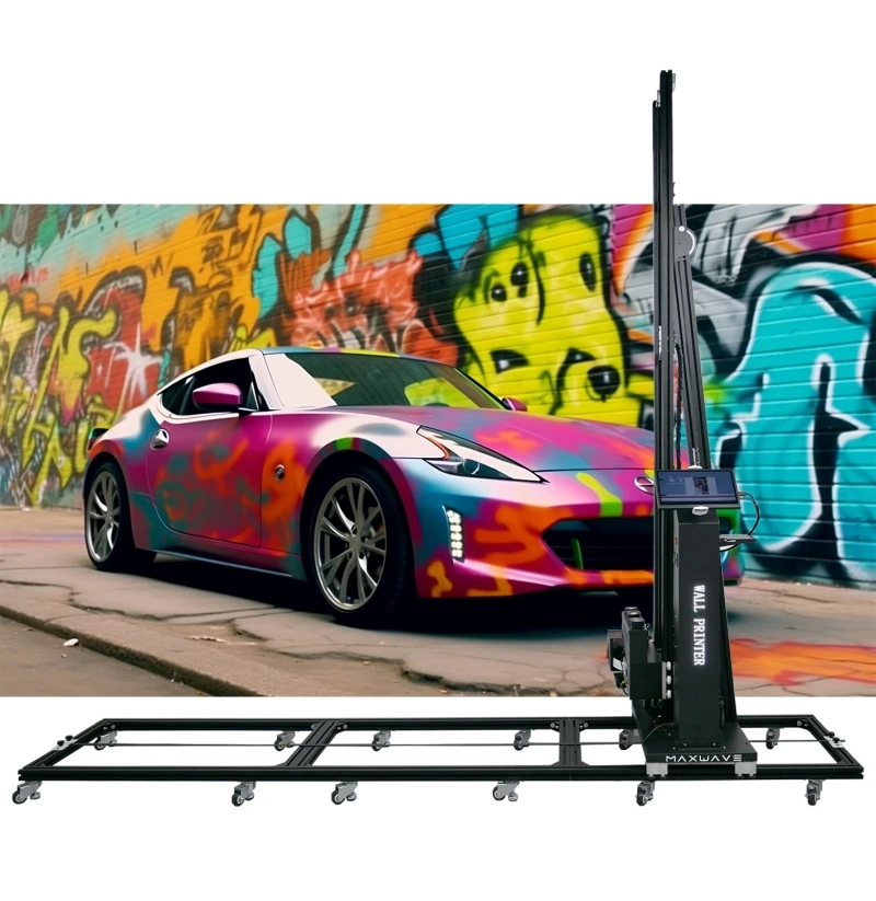 Maxwave AI 4K Wheeled Wall Printer PVC Cellphone Control Automatic Splitting/Positioning Images Unlimited Length/Width no belt i