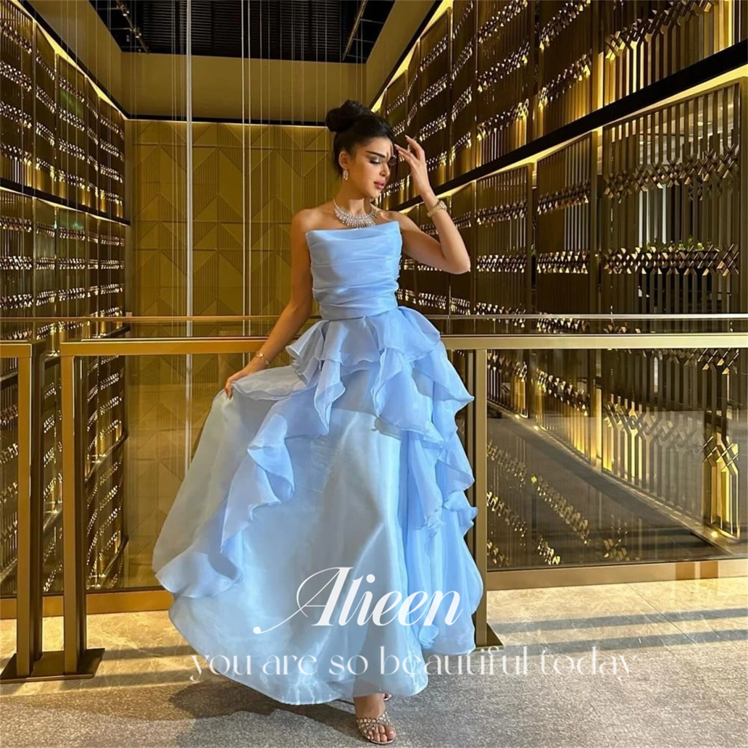 

Aileen Eid Al-fitr Grace Party Dress Layered Sky Blue Ball Gown Wedding Suitable Dresses on Request Luxury Evening 2025 Woman