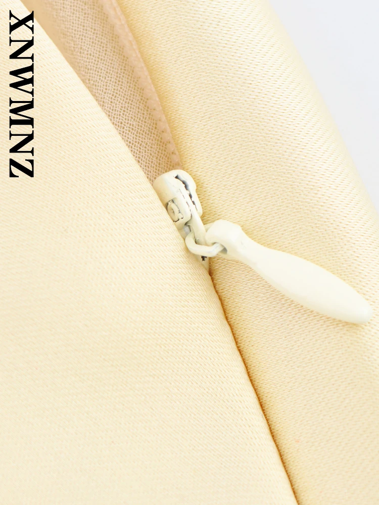 XNWMNZ 2025 ฤดูร้อนแฟชั่นสายคล้องไหล่บางแขนกุดBacklessซาตินMidiชุดเซ็กซี่เก๋ผู้หญิงไหล่ชุดTie