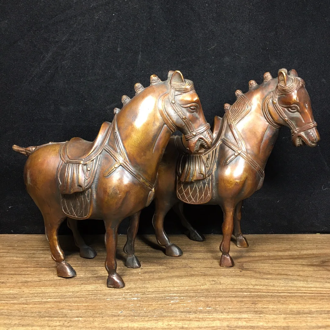 A pair of Exquisite Appearance and Exquisite Craftsmanship of Pure Copper Tang Horse Ornaments for Home Crafts