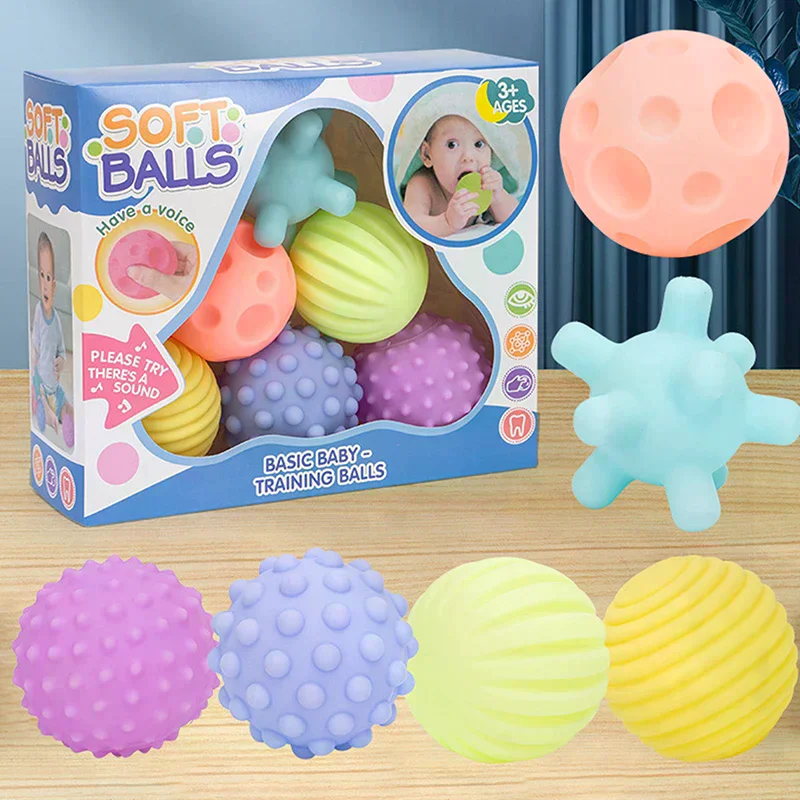 6Pcs Baby Toys Sensory Balls For Children Textured Hand Touch Ball Soft Massage Ball Infant Rattle Senses Toys Educational Bath