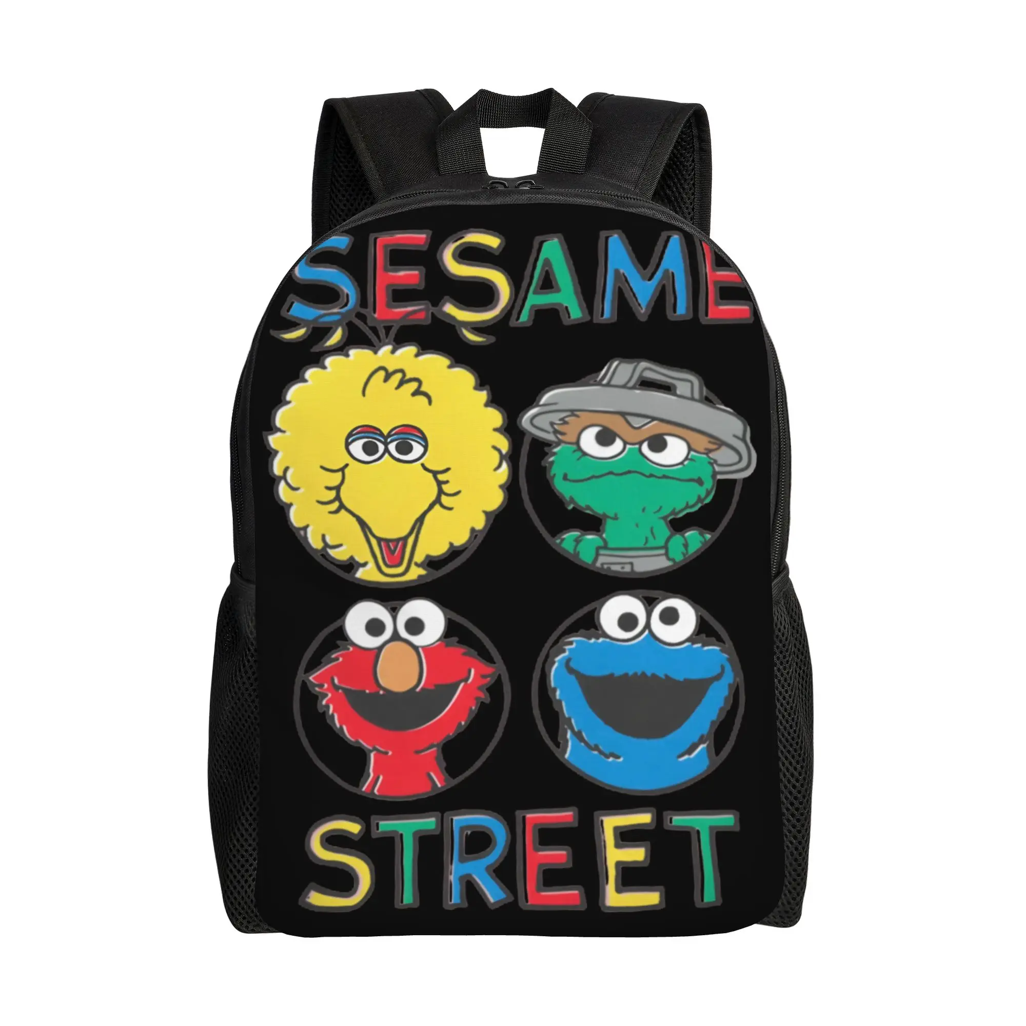 3D Print Cookie Monster Backpacks for Girls Boys Cartoon College School Travel Bags Men Women Bookbag Fits 15 Inch Laptop