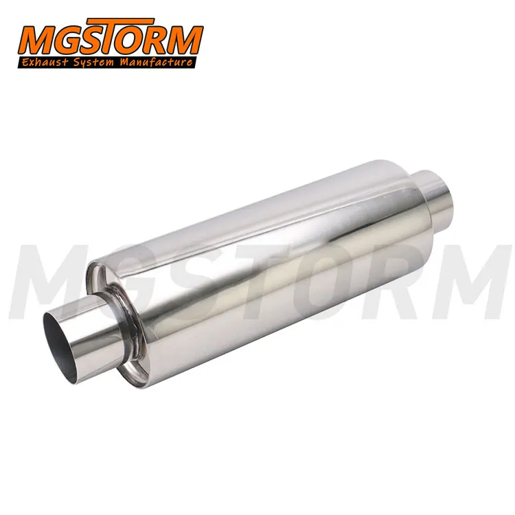 Stainless Steel Exhaust Middle Pipe Car  Diameter 76mm Inlet Outlet 114mm Body 400mm Overall Length Resonator Muffler