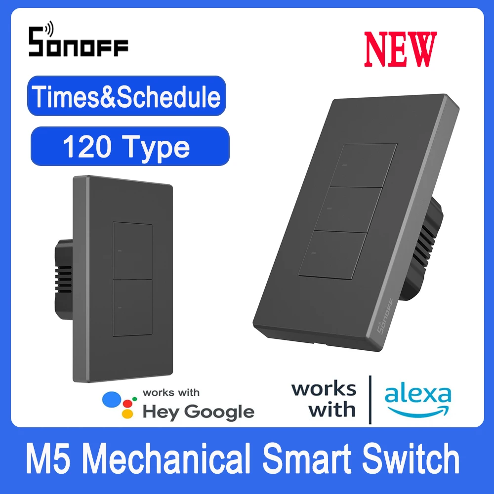 SONOFF M5 SwitchMan Smart Wall Switch 120 Type 1/2/3 Gang Wall Push Button Switch eWelink App Control Works Sonoff S-Mate/ R5