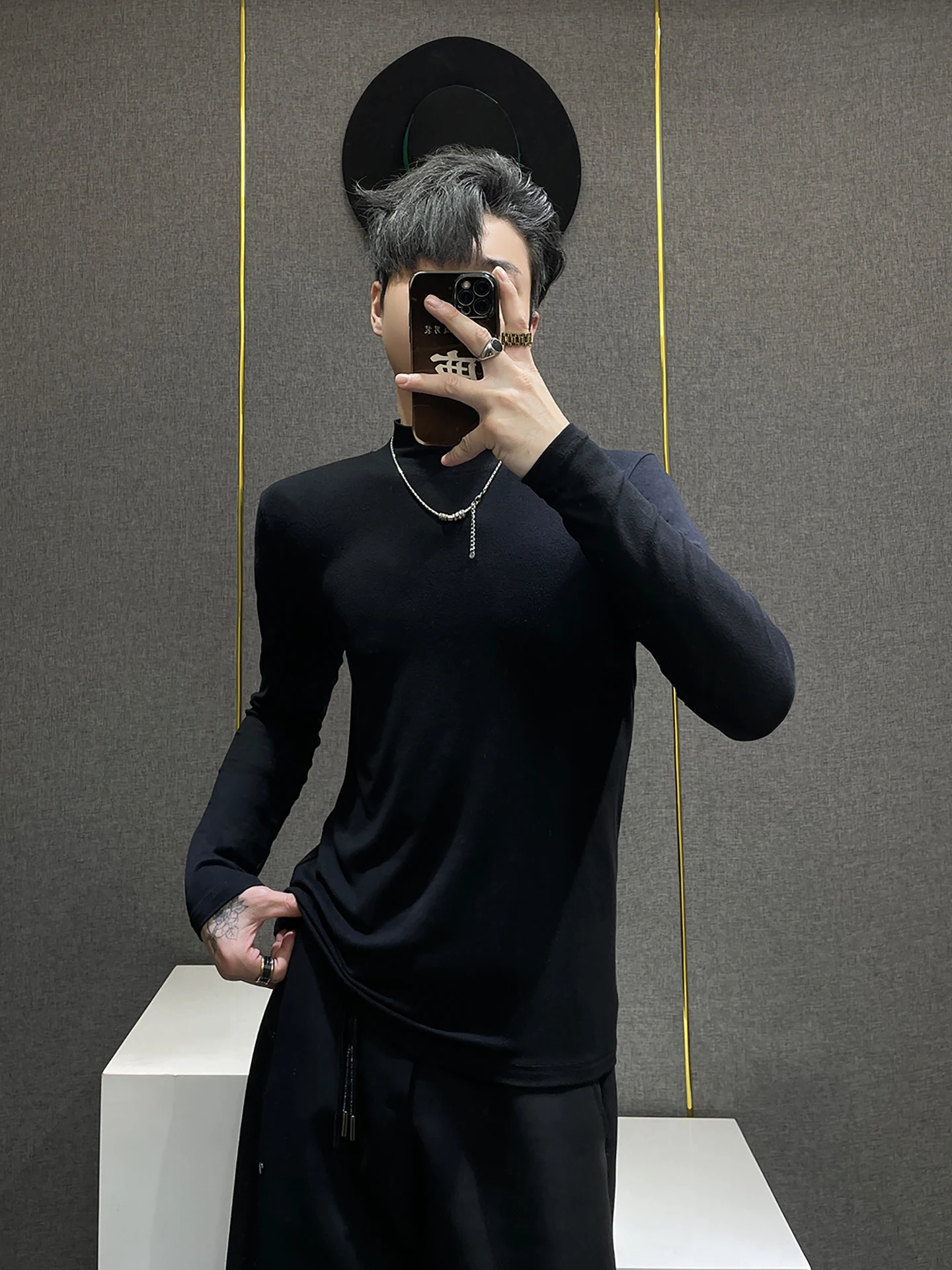 

Мужская облегающая футболка с длинным рукавом, базовый слой, модный внутренний топ, высококачественная осенняя модная одежда