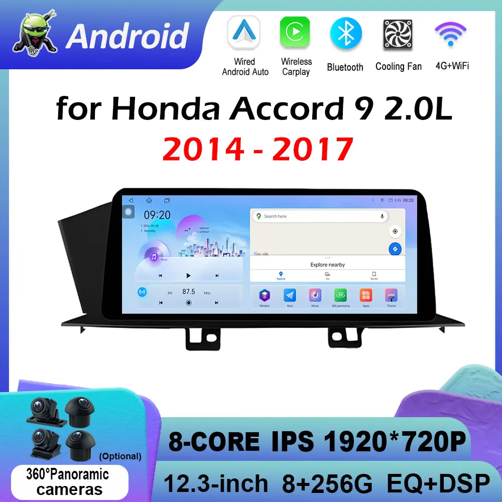 

Android Smart System Car Audio for Honda Accord 9 2.0L 2014 2015 2016 - 2017 Video Player GPS Navigation DSP Stereo Head Unit BT