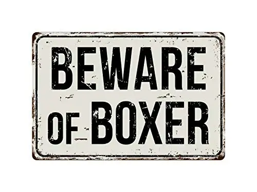 

Deerts 175VS Beware of Boxer 8” x 12” Vintage Aluminum Retro Metal Sign