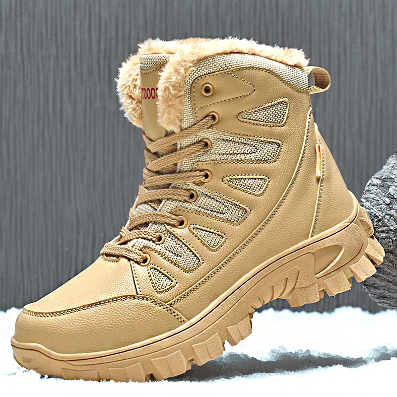 

Big Size 39-48 Snow Boots for Men Warm and Plush Outdoor Boots Wear-Resisting Trekking Shoes Male High Top Walking Sneakers