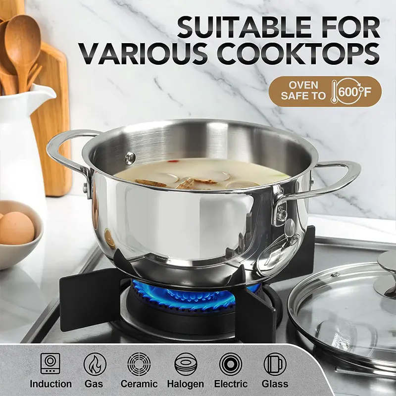 3 قطعة أوانٍ من الستانليس ستيل ومقلاة مجموعة مع أغطية 1QT 2QT 3QT غير لاصقة المطبخ التعريفي قدرات طقم حلل استانلس ستيل غسالة صحون آمنة #2