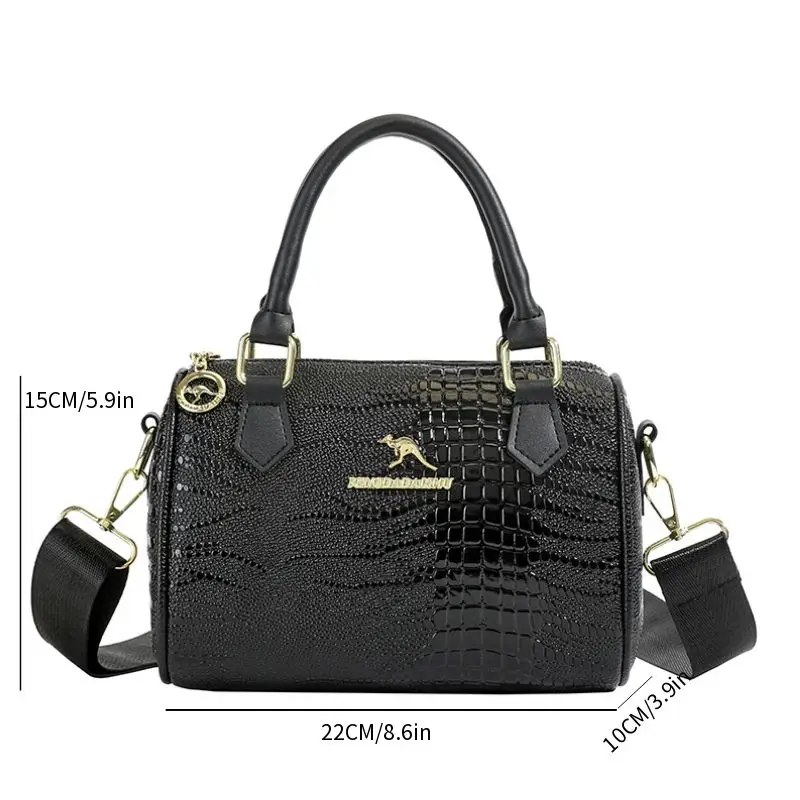 Small Handbag Women's Fashion Shoulder Crossbody Bag Solid Color Black