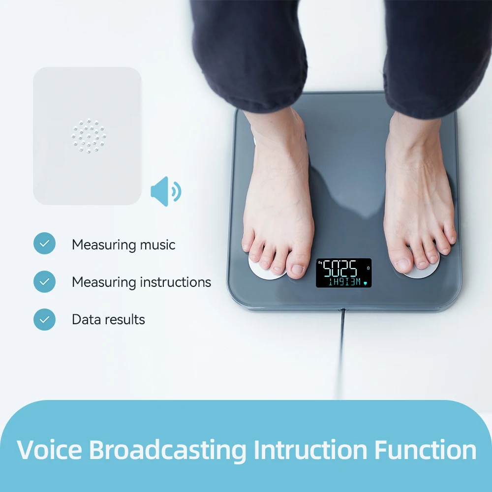 HAIZHIHUI Smart Body Scale,Professional Body Fat Scale With 8 Electrodes with Measurement Voice   Broadcast and Printable Report